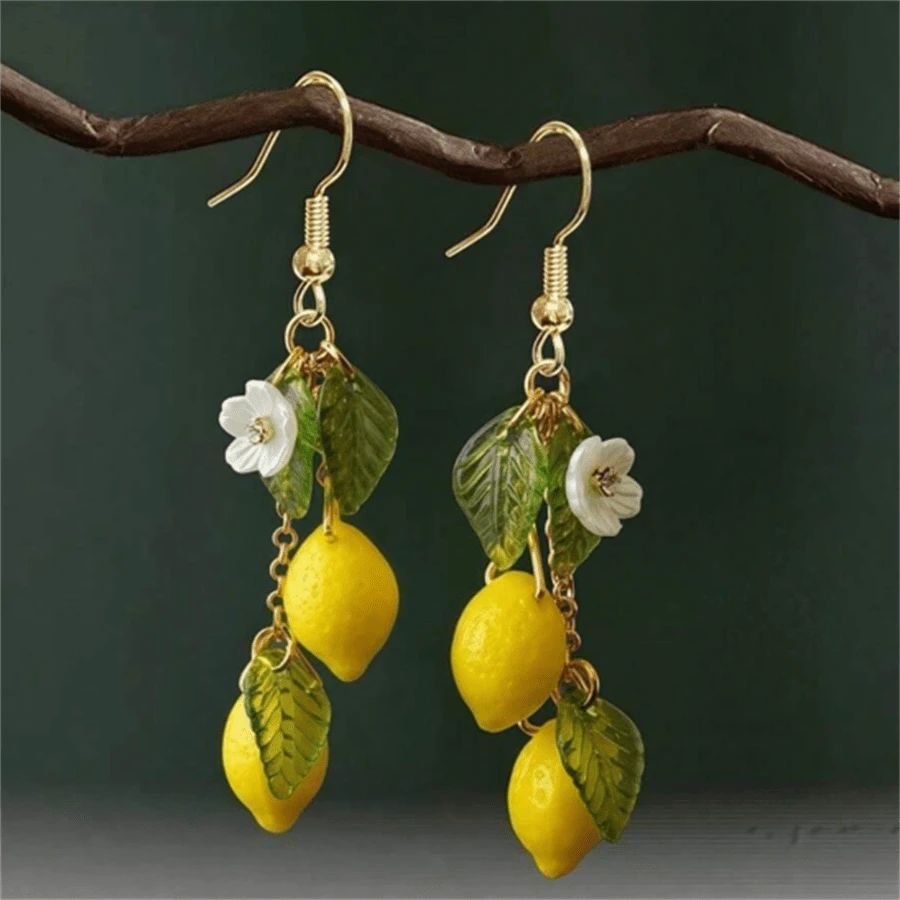 1 Pair Creative Fresh Sweet Cute Fruit Lemon Tassel Earrings, Fashion Personalized Party Jewelry Gift For Women - Yellow Gold - View 1