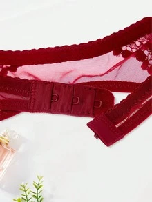 Dây nịt ren xuyên thấu gợi cảm dành cho nữ, có thể điều chỉnh. - Đỏ - Xem 5