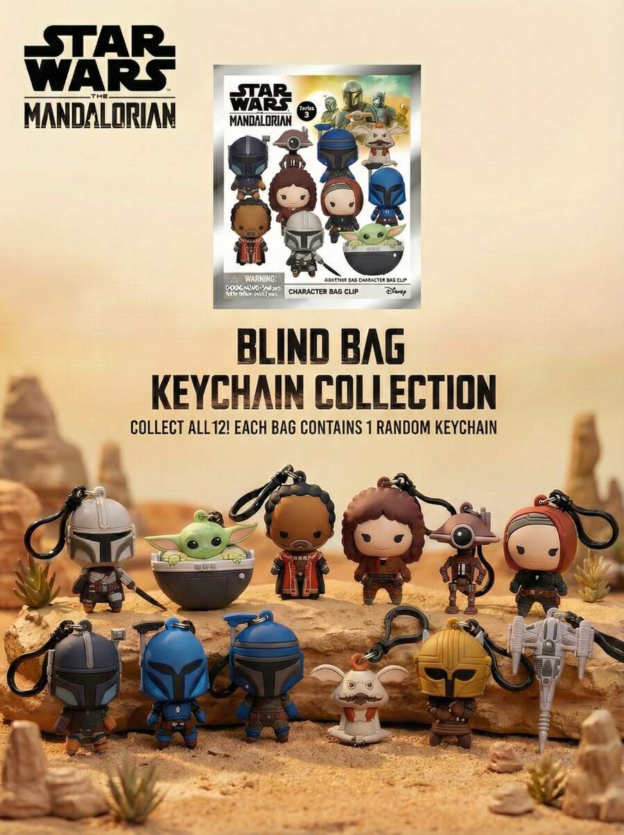 StarWars Móc khóa túi bí ẩn Star Wars được cấp phép chính thức (1 chiếc) - Mô hình xốp 3D, hộp bí ẩn, móc khóa túi, móc kéo khóa, phụ kiện ba lô, đồ chơi sưu tầm, quà tặng - Mandalorian Grogu Greef Karga Peli Motto Pit Droid Bo-Katan Paz Vizsla Koska Reeves Axe Woves Kowakian Monkey Lizard The Armorer N-1 Starfighter - Nhiều màu - Xem 1