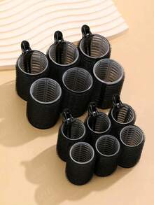 24pcs/Set Women Perm Hair Curlers, Including Self-Adhesive Perm Rods And Painless Clips - Suitable For Ladies And Girls, Get Salon-Level Volume At Home, Suitable For Volumizing Roots, Creating Soft Waves Or Daily Styling, Reusable, Sturdy And Indispensable For Daily Use, Time And Effort Saving, Hair Styling Kit, Hair Tool Kit, School Stuff, Curly Hair Tools, Hair Accessories ,Hair Styling Tools - Black - View 10
