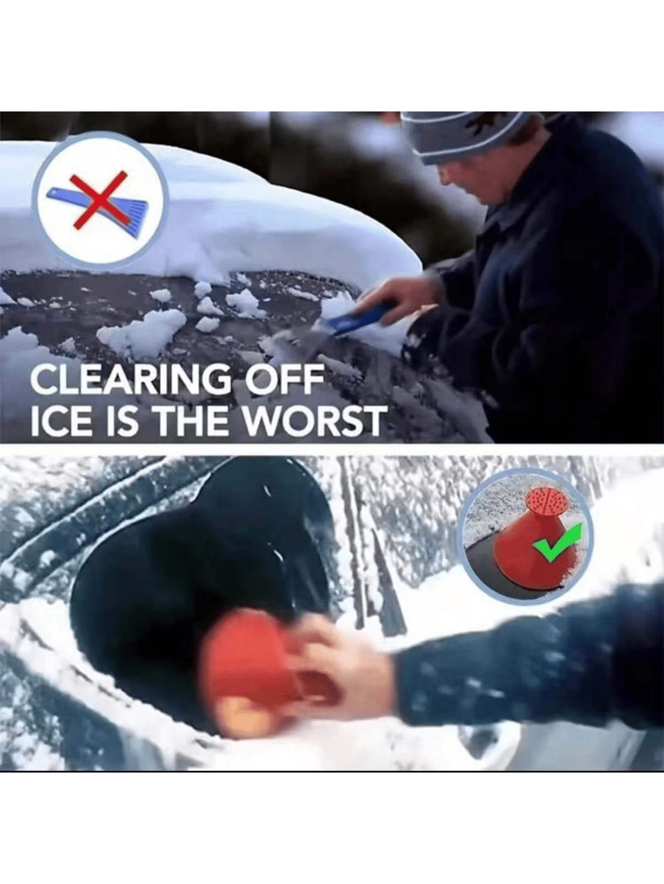 4pcs Car Window Windshield Ice Scraper Funnel, Circular Plastic Snow Shovel, Automotive Snow Removal Tool - Multicolor - View 1