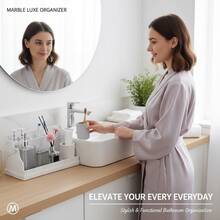 Marble Bathroom Countertop Organizer - Detachable 7 Slots Kids Electric Toothbrush And Toothpaste Holde Drainage For Bathroom Accessories Organization Counter Vanity Storage, Grey - Grey - View 5