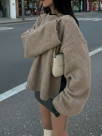 Women's Autumn/Winter New French Romantic Casual Versatile Simple Elegant Knit Sweater Top