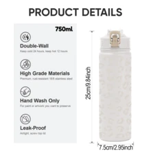 Bình giữ nhiệt bằng thép không gỉ 750ml, họa tiết da báo thời trang - Thiết kế nắp lật chống rò rỉ, dễ dàng vệ sinh - Thích hợp cho cả đồ uống nóng và lạnh, tuyệt vời cho tập thể dục, yoga, làm việc, học tập, du lịch, và là món quà Giáng sinh, Ngày lễ tình nhân, sinh nhật tuyệt vời. - Nhiều màu - Xem 4
