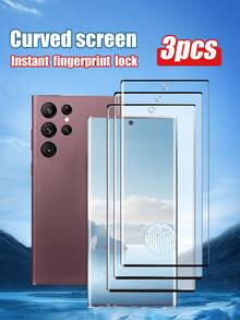 3 piezas Protector de pantalla de vidrio templado curvo de alta definición y dureza 9H, anti-arañazos, anti-caídas, resistente al agua, compatible con Samsung Galaxy S21/S22/S23/S24 Ultra, Galaxy S24 FE, Galaxy S25 Ultra/S25/S25 FE, Galaxy S26 Ultra/S26 Plus/S26 - Blanco - Ver 29