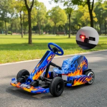 Electric Go Kart For Kids, Adjustable Ride-On Toy With Fire-Colored Lights - Fire - View 10
