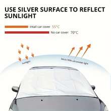 1pc Windshield Snow & Ice Cover - Fits Cars, SUVs, Trucks, Winter Outdoor Engine Hood Cover - A - View 7