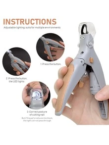 1/2pcs Pet Nail Clippers With LED Light, Built-In Battery, Nail Trimmer For Cats/Dogs, Nail Grinder, Nail File, Magnifier, Safety Pet Grooming Tool Set