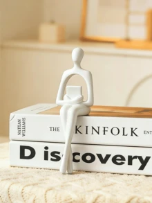 1件优雅现代抽象白色思考者雕塑，简约现代风格坐姿摆件，适合办公室装饰、毕业典礼装饰、卧室装饰、生日礼物、房间装饰、教师节礼物、母亲节礼物和情人节礼物。 - 彩色 - 查看 10