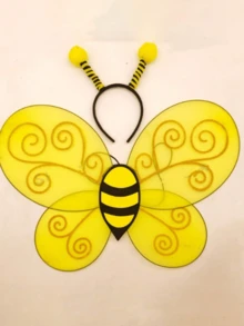 1 Set Cute Halloween Bee Costume And Accessories (Including Headpiece And Wings)