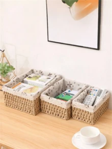 Handmade Woven Storage Baskets, Bathroom Vanity Organizer Racks, Kitchen Snack & Candy Racks, Office/Study Bookcases, Stationery & Medicine Boxes, Toy Storage Baskets, Vanity Makeup & Skincare Organizer Racks, Home Decor Baskets, Gift Baskets, Cosmetic Storage Baskets, Living Room Storage Baskets - Black - View 8