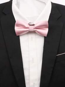 1pc Men's Fashionable Shiny Solid Bow Tie, Suitable For Weddings, Celebrations And Everyday Parties
