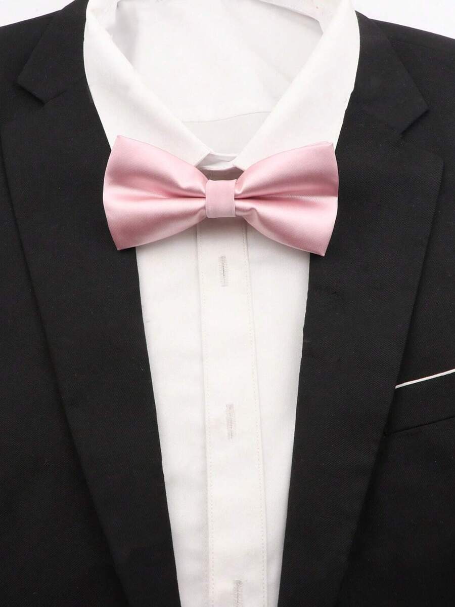 1pc Men's Fashionable Shiny Solid Bow Tie, Suitable For Weddings, Celebrations And Everyday Parties