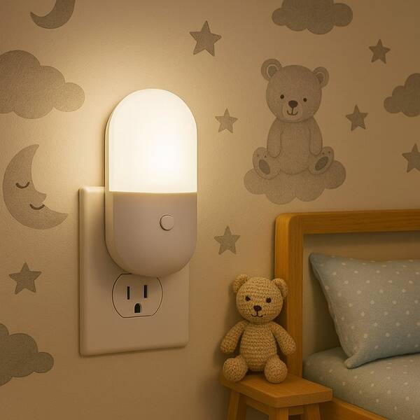 Mini Abajur de Led Noturno Bivolt Para Quarto Infantil, Luminária de Tomada em Acrílico, Luz Suave e Confortável Para Bebês e Crianças Decora Primum