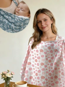 1pc Oeko-Tex Certified Breathable Soft Nursing Top, Car Seat Sunshade, Breathable Nursing Cover, Multi-Functional Baby Stroller Canopy