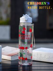 750ml Children's Water Bottle, Cute Straw Cup Gift For Girls & Boys, Suitable For Outdoor, School, Sports, Graduation, Butterfly & Cherry Heart Design, Portable - Multicolor - View 14