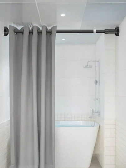 1pc Adjustable Stainless Steel Closet Rod, Expandable Bathroom Towel Bar, Clothing Rack, Curtain Rod, Wardrobe Hanging Rod, Retractable Shower Curtain Rod, Balcony Pole - No Drilling Required, Fits Curtains, Doors And Clothing Bedroom, Organizer, Home Storage, White T Shirt Women, Black Pants Women, Ladies Winter Clothes, Dress,