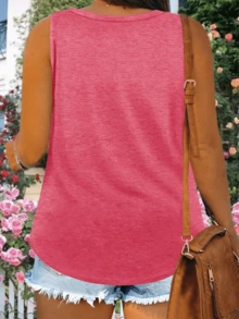 Imily Bela Plus Size Tank Tops For Women Summer Sleeveless Scoop Neck T-Shirts Tops Casual Tees Tunics Shirts - 中紫紅色 - 查看 2