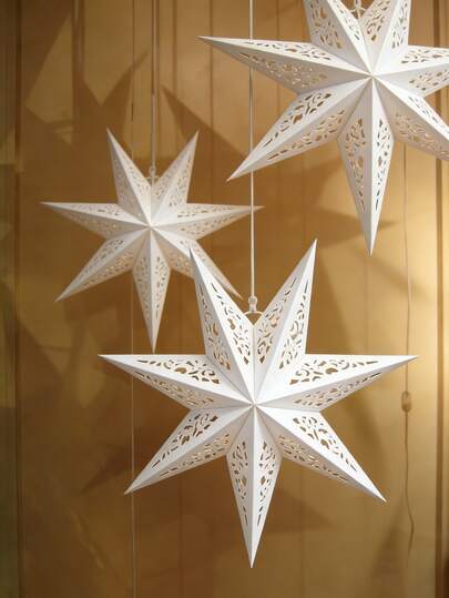 2个/6个纸质星形灯笼，3D镂空悬挂式纸灯罩，适用于装饰窗户、墙壁、圣诞树、吊灯或打造梦幻般的吊顶装饰，适用于婚礼、生日派对、家居装饰、中东节日装饰、开斋节庆祝活动（不含灯泡）