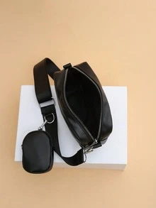 Elegant Shoulder Bag With Gold Chain Strap, Pink Accent And Classic Design - Fashionable Dual-Tone Crossbody Bag, Suitable For Daily Use , Work Bag - Black - View 4