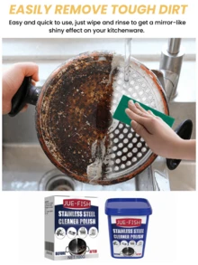 JUE FISH 不锈钢清洁膏；锅底黑垢清洁剂；不锈钢清洁剂；厨房重油渍去除剂；厨房必备品 - 固體 - 查看 3