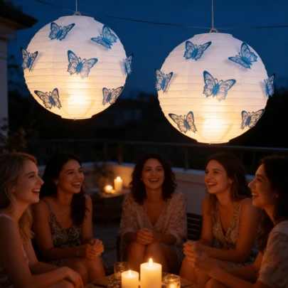 Blue Butterfly Lantern Decor, Suitable For Bedroom Wall, Romantic Wedding, Birthday Party, Patio, New Year, Holiday, Restaurant, Performance, Office, Diwali Decoration Gift, Indoor & Outdoor Home Garden Party Supplies, Garden Light, Garden Decor, Wedding Decor, Room Decor, Graduation Ceremony, Eid, Birthday Party And More