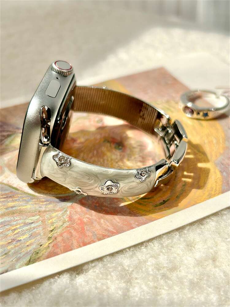 Personalized Watch Band, Fits 38/40/41/42/44/45/46/49mm Dial, Compatible With Ultra/SE10/9/8/7/6/5/4/3/2/1 Models - Silver - View 6