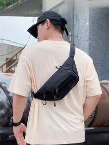 Unisex Casual Waterproof Waist Bag, Lightweight Nylon Material, Adjustable Shoulder Strap, Zipper Closure, Polyester Lining, Hand Wash Recommended, Large Capacity, Suitable For Business, Sports And Vacation Occasions