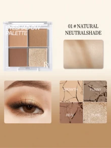 FV Palet Eyeshadow 4 Warna Matte Metalik Alami Berpigmen Tinggi Tahan Lama Tahan Luntur Mudah Dibaurkan, Cocok untuk Tren Y2K, Pesta, Hadiah Ulang Tahun, Kosmetik, Rias Wajah, dan Melukis Wajah - Warna Netral Hangat - View 7
