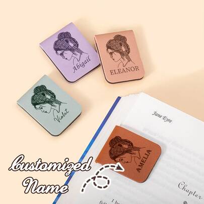 Personalized Bookshelf Girl Character Design Magnetic Bookmarks, Can Customize Name, Perfect Birthday Gift For Book Lovers