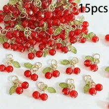 5/15/25/35/50pcs Sakura Flower Resin Pendant, With Clear Shiny Green Petal Design, DIY Jewelry Pendant For Necklace, Earrings, Keychain, Craft Supplies - Multicolor - View 10