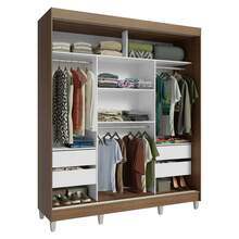 Ropero Closet Madesa Reno 3 Puertas 1 Espejo Con Pies MM - Marrón - Ver 11