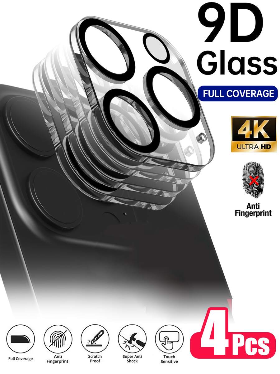 Yezodawee Bộ 4 miếng dán bảo vệ ống kính camera, kính cường lực 9H chống trầy xước cho iPhone 16/14 Pro Max, 15 Pro Max, 16 Pro Max, 14 Pro, 13, 15 Plus - Trong sáng - Xem 1