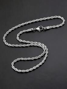 Dây chuyền xoắn bằng thép không gỉ 304, dây chuyền mắt xích kiểu thời trang dành cho nam, chất lượng cao, chống phai màu, phù hợp để đeo hàng ngày và trong những dịp đặc biệt, lựa chọn quà tặng tuyệt vời, phụ kiện trang sức thời trang, quà sinh nhật, quà năm mới. - Bạc - Xem 3