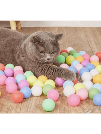 10pcs/20pcs/30pcs Colorful Cat Toys, Including Ping Pong Balls (Random Color)