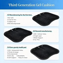 Black Double-Layer Thick Gel Seat Cushion, Column-Shaped Breathable Anti-Slip Cover, Pressure Dispersion Design, Suitable For Office And Car Wheelchair Elastic Furniture Protection Cover - Black - View 7