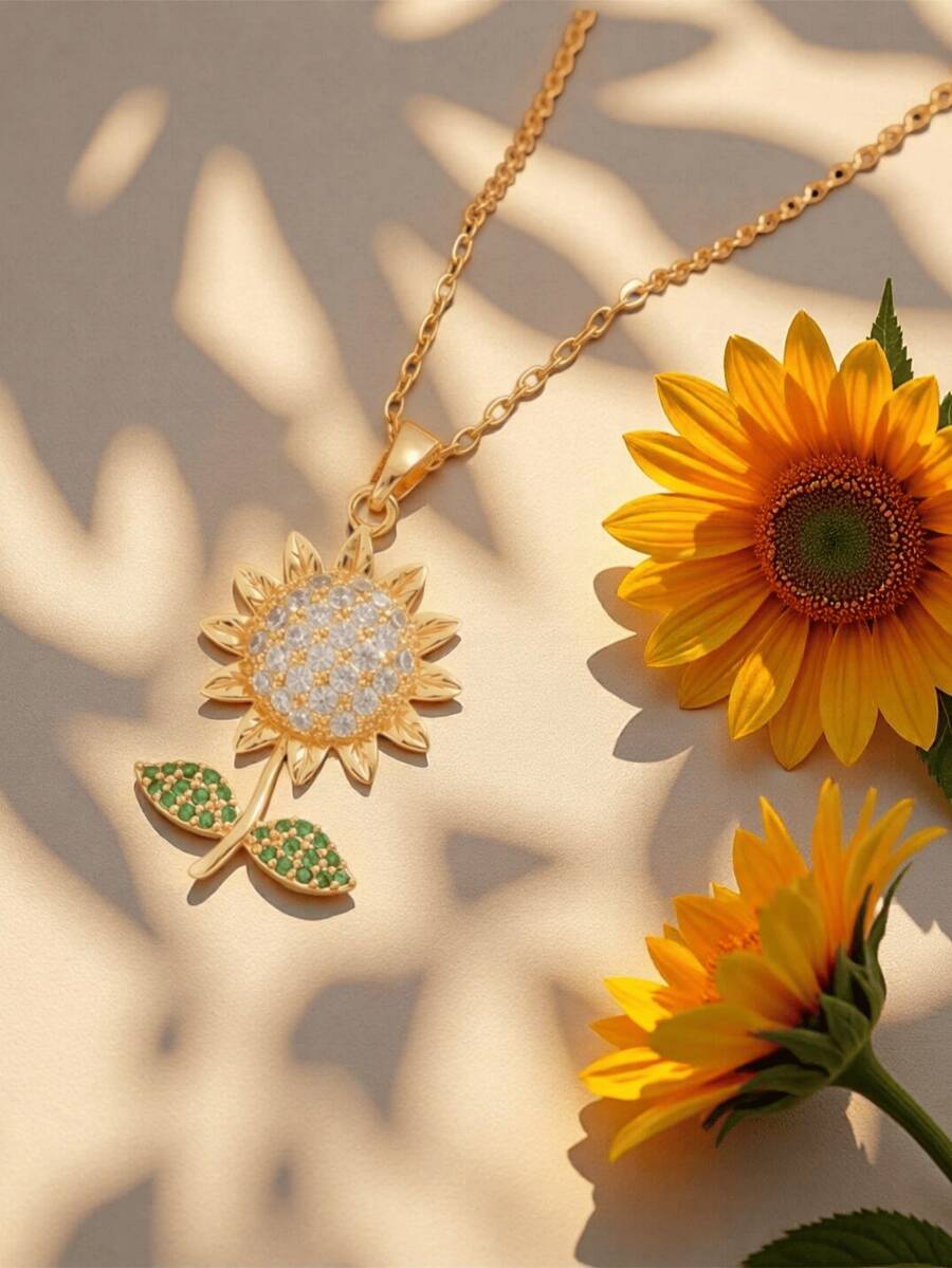 1 chiếc mặt dây chuyền hình hoa hướng dương, phụ kiện trang sức thiết kế sang trọng, thời trang, phù hợp để đeo hàng ngày/dự tiệc/lễ hội/sinh nhật, làm quà tặng. - Nhiều màu - Xem 1