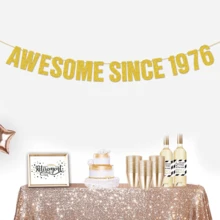 1Set,50th Birthday Decorations For Men And Women, Black/Gold Flash Happy 50th Birthday DIY String Glitter Banner, Awesome Since 1976, Straight Out 1976,Hello50,50 Fabulous, Cheers For 50 Years Party Supplies - Multicolor - View 5