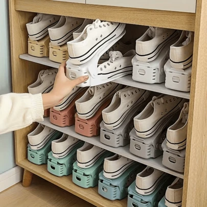 10 Stück verstellbare Schuhorganizer, einfaches Schuhregal, mehrschichtiges Schuhaufbewahrungsregal, platzsparender Schuhhalter, Schuhaufbewahrung und -organisation