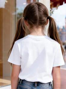 This Disney Castle, Mickey And Minnie-Themed Crew Neck Summer T-Shirt Is Suitable For Both Boys And Girls And Makes A Great Gift For Children To Wear To Holiday Parties, Family Gatherings, Outdoor Activities, Travel, And Trips To Disneyland. - White - View 2