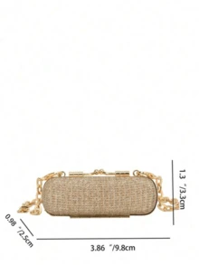 Elegant & Fashionable Mini Evening Bag/Glittery Clutch/Diamond Evening Bag, Party Glossy, Metal Chain, Wedding Gold Bridal Bag, Crossbody Handbag, Women's Purse, Lipstick Organizer Bag, Accessory Pouch - Multicolor - View 2