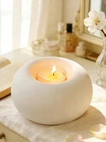Nordic Modern Simple White Ceramic Candle Holder, Round Candle Holder For Tabletop, Home, Dining Table, Wedding, Holiday Decor - White Candlestick - View 9