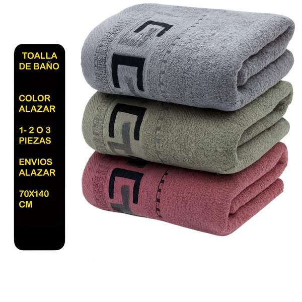 Toalla de Baño 1, 2 ,3 Piezas - Suave al Tacto- Hermosos Colores - Con Cenefa y Relieve. Colores al azar en el envio. 70x140cm