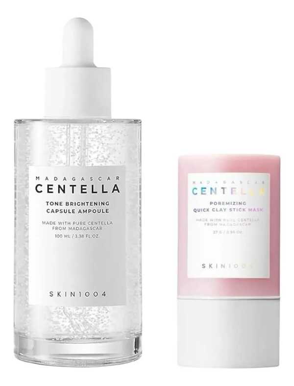 SKIN 1004 Madagascar Centella Poremizing Quick Clay Stick Mask 27g,Limpia los poros, exfolia, equilibra la grasa y el agua, calma e hidrata,Mask Stick elimina los puntos negros visibles de los poros y los granos cerrados en profundidad Bordative Madagascar Centella Tone Brightening Capsule Ampoule (Sérum Aclarante)ampolleta, ampoule, brightening, Alivia las imperfecciones y reduce el exceso de producción de aceite, disminuye la apariencia de manchas oscuras e hiperpigmentación, proporciona hidratación profunda y fortalece la barrera cutánea
