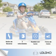 Electric Go Kart For Kids, Adjustable Ride-On Toy With Fire-Colored Lights - Fire - View 4