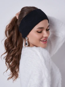 1pc Solid Color Sports Yoga Headband, Moisture Wicking Elastic Headband For Running, Fitness, Men & Women Women Hair Accessories Elegant Hair Band Women Head Scarf Work Out Sweatband - Black - View 5