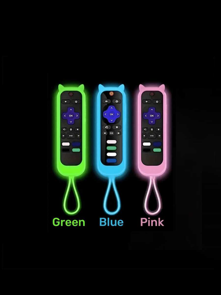 1pc Cute Cat Ear Silicone Remote Control Case | Anti-Scratch Protective Cover With Anti-Lost Lanyard, Easy-Press Buttons, Infrared Window Compatible, Universal Fit/Silicone Remote Control Cover For TV Remote/ Simple Remote/ Voice Remote (Not With Headphone Jack) For School,Office,Household,Travel,Bag,Organizer,Storage - 彩色 - 查看 1