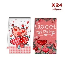 2/4/48条装情人节厨房毛巾，浪漫心形玫瑰图案涤纶洗碗布，吸水性强，柔软耐用，适合日常厨房清洁，营造情人节氛围，实用又美观的家居用品，情人节及婚礼装饰，多用途清洁毛巾 - 彩色 - 查看 16