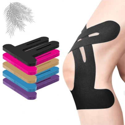 Precut Kinesiology Tape For Knees, 10 Pcs - Knee Support & Stability, Knee Pain Relief Athletic Tape - Waterproof & Elastic, Breathable Hypoallergenic Latex-Free Tape, Black