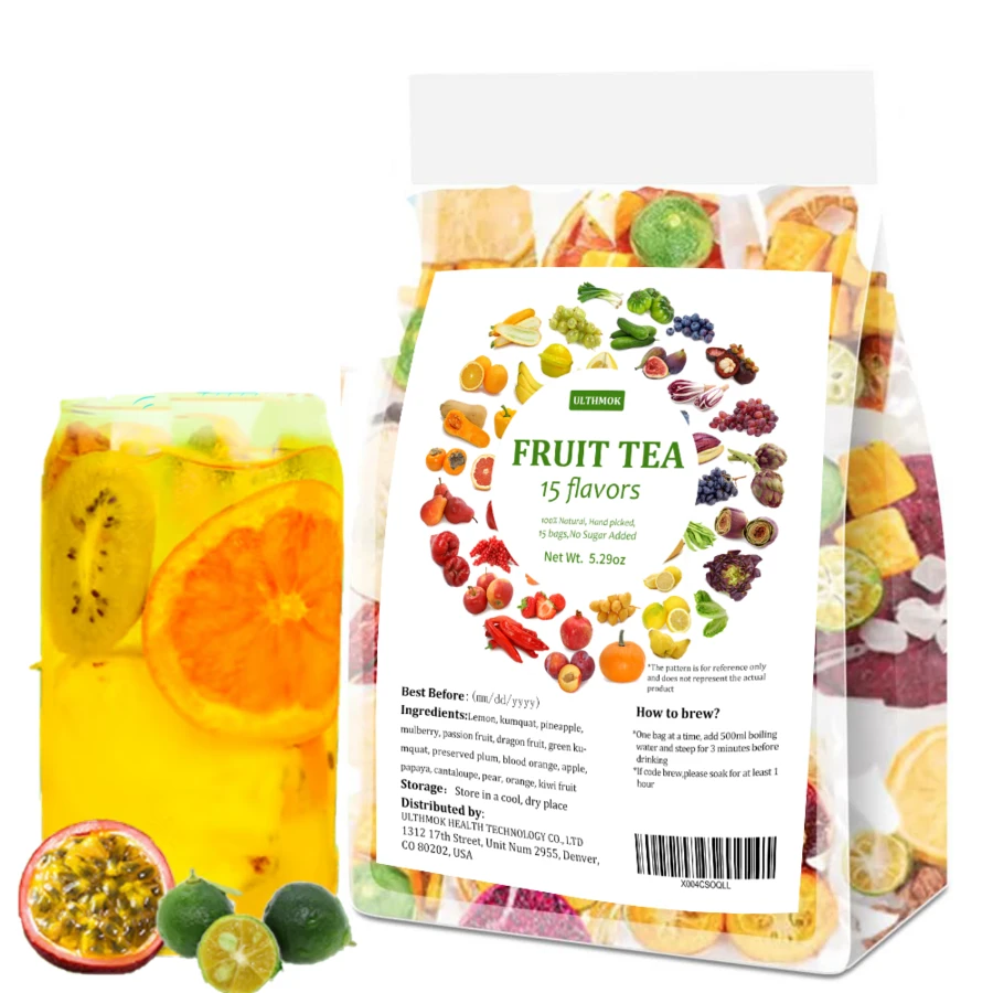 ULTHMOK 15 Flavor Dried Fruit Blend Bags Lemon Orange Dragon Pineapple Cold Hot Brew - SP-15SHUIGUOCHA - View 1